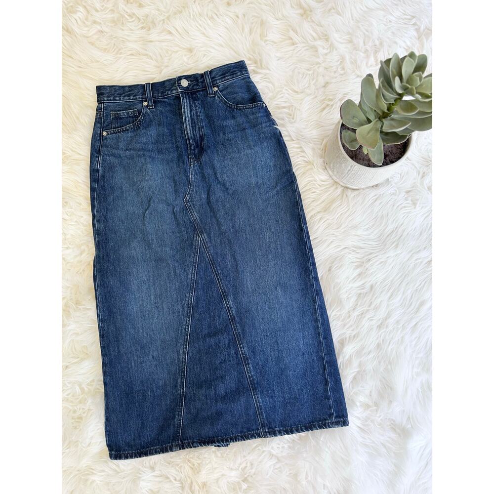 Uniqlo Dark Wash Denim Midi Skirt